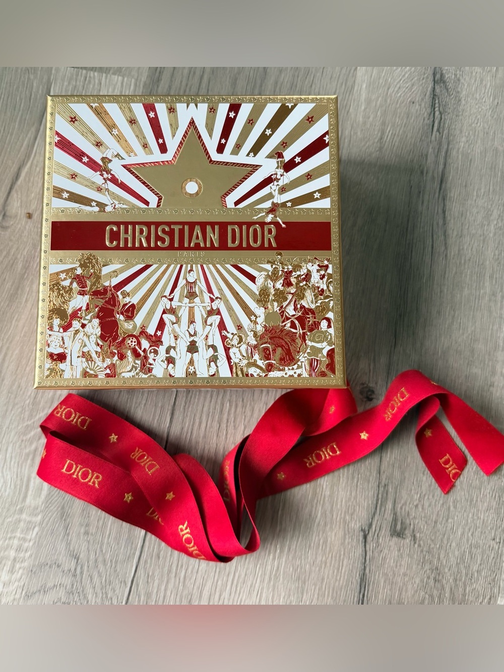 Christian Dior holiday 2025 holographic box, ribbon, confetti & tissue paper Set